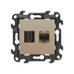 Simon 24 WS24P-2430096-034 Gniazdo HDMI ver. 2.1 + RJ45 kat.6. (moduł); szampański mat