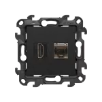 Simon 24 WS24P-2430096-098 Gniazdo HDMI ver. 2.1 + RJ45 kat.6. (moduł); czarny mat