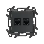 Simon 24 WS24P-2432598-038 Gniazdo komputerowe podwójne RJ45 kategoria 5e (moduł); grafitowy mat