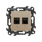 Simon 24 WS24P-2430595-034 Gniazdo komputerowe RJ45 kategoria 5e + telefoniczne RJ11 (moduł); szampański mat