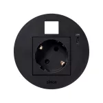 Simon 400 TS4-KR3310013-14 S400 Flash90 K45,meblowe gniazdo zasilające z uziemieniem (Schuko) z ładowarką USB-C 20W i plakietką RJ45 z mocowaniem Keystone;czarny