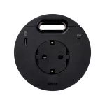 Simon 400 TS4-3333301-138 S400 Flash90,meblowe gniazdo zasilające z uziemieniem (Schuko) z ładowarką USB-C 20W, portem USB-C DATA i przepustem kablowym – stacja dokująca 2x HDMI + LAN + 3x USB-A;czarny