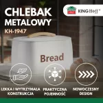 KINGHOFF CHLEBAK METALOWY DREWNIANY UCHWYT 34x24x18,5cm BIAŁY