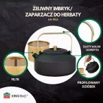KINGHOFF IMBRYK ŻELIWNY Z SITKIEM 1L CZARNY ZE ZŁOTYMI ELEMENTAMI, EMALIOWANE WNĘTRZE