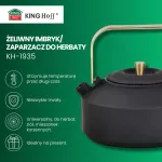KINGHOFF IMBRYK ŻELIWNY Z SITKIEM 1L CZARNY ZE ZŁOTYMI ELEMENTAMI, EMALIOWANE WNĘTRZE