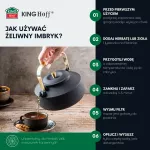 KINGHOFF IMBRYK ŻELIWNY Z SITKIEM 1L CZARNY ZE ZŁOTYMI ELEMENTAMI, EMALIOWANE WNĘTRZE