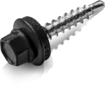 Wkręt samowiercący do konstukcji drewnianej (farmer) typ OD 4,8x35mm z podkładką T14 RAL 9005 [OP 4 kg]
