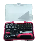 Zestaw wkrętak minigrzechotka nasadki bity PVC box 45cz