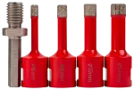 Zestaw otwornic diamentowych M14 6, 8, 10, 12mm adapter M14/HEX max 12000 obr/min 5cz