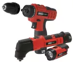 Zestaw 12V wkrętarka multitool latarka 2 aku Li-Ion akcesoria walizka