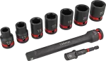 Zestaw nasadek udarowych 1/2" 10-22mm przedłużka 150mm adapter 1/4"hex Cr-Mo 9cz