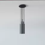 NER PANEL ZBK11 LA211 wisząca, max. 11x2,5, G9, 230V, przewód czarny, czarny głęboki (mat struktura-116) RAL 9005
