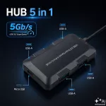Qoltec Hub Adapter USB-C 3.1 5w1 | 4x USB 3.0 | micro USB