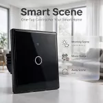 Qoltec Inteligentny dotykowy 1-kanałowy włącznik wyłącznik światła | Wi-Fi | Timer | Tuya | Smart life | Hartowane szkło | Czarny
