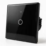 Qoltec Inteligentny dotykowy 1-kanałowy włącznik wyłącznik światła | Wi-Fi | Timer | Tuya | Smart life | Hartowane szkło | Czarny