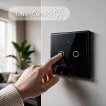 Qoltec Inteligentny dotykowy 2-kanałowy włącznik wyłącznik światła | Wi-Fi | Timer | Tuya | Smart life | Hartowane szkło | Czarny
