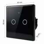Qoltec Inteligentny dotykowy 2-kanałowy włącznik wyłącznik światła | Wi-Fi | Timer | Tuya | Smart life | Hartowane szkło | Czarny