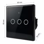 Qoltec Inteligentny dotykowy 3-kanałowy  włącznik wyłącznik światła | Wi-Fi | Timer | Tuya | Smart life | Hartowane szkło | Czarny