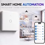 Qoltec Inteligentny dotykowy 1-kanałowy włącznik wyłącznik światła | Wi-Fi | Timer | Tuya | Smart life | Hartowane szkło | Biały
