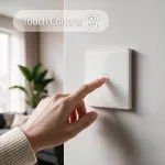 Qoltec Inteligentny dotykowy 1-kanałowy włącznik wyłącznik światła | Wi-Fi | Timer | Tuya | Smart life | Hartowane szkło | Biały