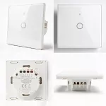 Qoltec Inteligentny dotykowy 1-kanałowy włącznik wyłącznik światła | Wi-Fi | Timer | Tuya | Smart life | Hartowane szkło | Biały