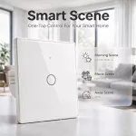 Qoltec Inteligentny dotykowy 1-kanałowy włącznik wyłącznik światła | Wi-Fi | Timer | Tuya | Smart life | Hartowane szkło | Biały