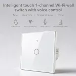 Qoltec Inteligentny dotykowy 1-kanałowy włącznik wyłącznik światła | Wi-Fi | Timer | Tuya | Smart life | Hartowane szkło | Biały