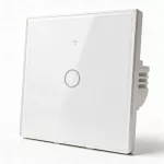 Qoltec Inteligentny dotykowy 1-kanałowy włącznik wyłącznik światła | Wi-Fi | Timer | Tuya | Smart life | Hartowane szkło | Biały
