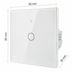 Qoltec Inteligentny dotykowy 1-kanałowy włącznik wyłącznik światła | Wi-Fi | Timer | Tuya | Smart life | Hartowane szkło | Biały