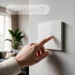 Qoltec Inteligentny dotykowy 2-kanałowy włącznik wyłącznik światła | Wi-Fi | Timer | Tuya | Smart life | Hartowane szkło | Biały