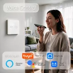 Qoltec Inteligentny dotykowy 2-kanałowy włącznik wyłącznik światła | Wi-Fi | Timer | Tuya | Smart life | Hartowane szkło | Biały