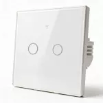 Qoltec Inteligentny dotykowy 2-kanałowy włącznik wyłącznik światła | Wi-Fi | Timer | Tuya | Smart life | Hartowane szkło | Biały