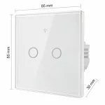 Qoltec Inteligentny dotykowy 2-kanałowy włącznik wyłącznik światła | Wi-Fi | Timer | Tuya | Smart life | Hartowane szkło | Biały