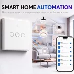 Qoltec Inteligentny dotykowy 3-kanałowy włącznik wyłącznik światła | Wi-Fi | Timer |  Tuya | Smart life | Hartowane szkło | Biały