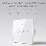 Qoltec Inteligentny dotykowy 3-kanałowy włącznik wyłącznik światła | Wi-Fi | Timer |  Tuya | Smart life | Hartowane szkło | Biały