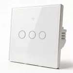 Qoltec Inteligentny dotykowy 3-kanałowy włącznik wyłącznik światła | Wi-Fi | Timer |  Tuya | Smart life | Hartowane szkło | Biały
