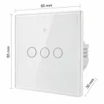 Qoltec Inteligentny dotykowy 3-kanałowy włącznik wyłącznik światła | Wi-Fi | Timer |  Tuya | Smart life | Hartowane szkło | Biały