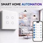 Qoltec Inteligentny dotykowy 4-kanałowy włącznik wyłacznik światła | Wi-Fi | Timer| Tuya | Smart life | Hartowane szkło | Biały