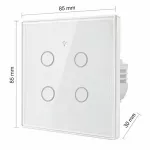 Qoltec Inteligentny dotykowy 4-kanałowy włącznik wyłacznik światła | Wi-Fi | Timer| Tuya | Smart life | Hartowane szkło | Biały