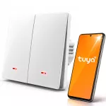 Qoltec Inteligentny 2-kanałowy włącznik wyłacznik światła | Wi-Fi |Timer| Tuya | Smart life | Biały