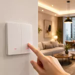 Qoltec Inteligentny 2-kanałowy włącznik wyłacznik światła | Wi-Fi |Timer| Tuya | Smart life | Biały
