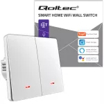 Qoltec Inteligentny 2-kanałowy włącznik wyłacznik światła | Wi-Fi |Timer| Tuya | Smart life | Biały