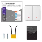 Qoltec Inteligentny 2-kanałowy włącznik wyłacznik światła | Wi-Fi |Timer| Tuya | Smart life | Biały
