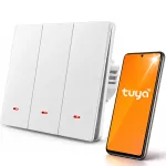 Qoltec Inteligentny 3-kanałowy włącznik wyłacznik światła | Wi-Fi | Timer| Tuya | Smart life | Biały