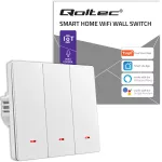 Qoltec Inteligentny 3-kanałowy włącznik wyłacznik światła | Wi-Fi | Timer| Tuya | Smart life | Biały