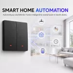 Qoltec Inteligentny 2-kanałowy włącznik wyłącznik światła | Wi-Fi | Timer | Tuya | Smart life | Czarny