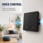 Qoltec Inteligentny 2-kanałowy włącznik wyłącznik światła | Wi-Fi | Timer | Tuya | Smart life | Czarny