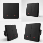 Qoltec Inteligentny 2-kanałowy włącznik wyłącznik światła | Wi-Fi | Timer | Tuya | Smart life | Czarny