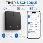 Qoltec Inteligentny 2-kanałowy włącznik wyłącznik światła | Wi-Fi | Timer | Tuya | Smart life | Czarny
