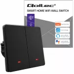 Qoltec Inteligentny 2-kanałowy włącznik wyłącznik światła | Wi-Fi | Timer | Tuya | Smart life | Czarny